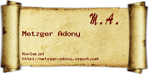 Metzger Adony névjegykártya